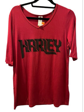 Harley Davidson NWT 3/4 Sleeve Rock N' Roll Logo Rhinestone T-Shirt Size 2XL